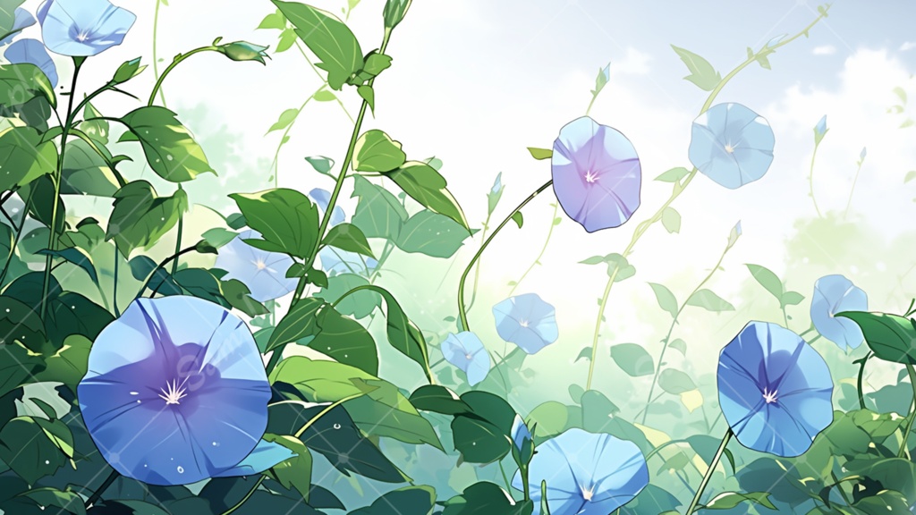 アサガオのイラスト背景素材 5枚セット