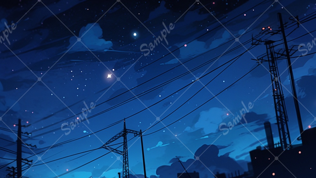 鮮やかな夜空 イラスト背景素材 5枚セット