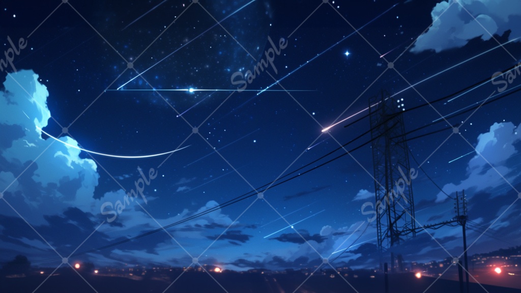 鮮やかな夜空 イラスト背景素材 5枚セット