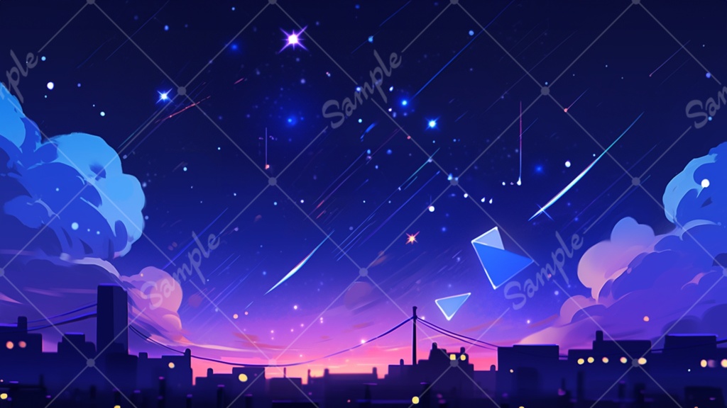 鮮やかな夜空 イラスト背景素材 5枚セット