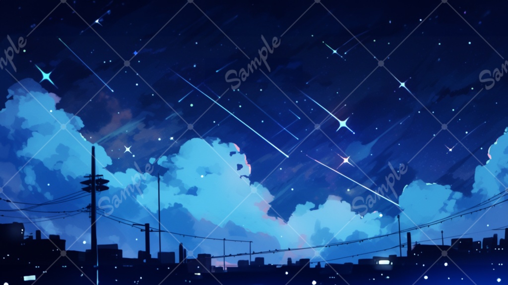 鮮やかな夜空 イラスト背景素材 5枚セット