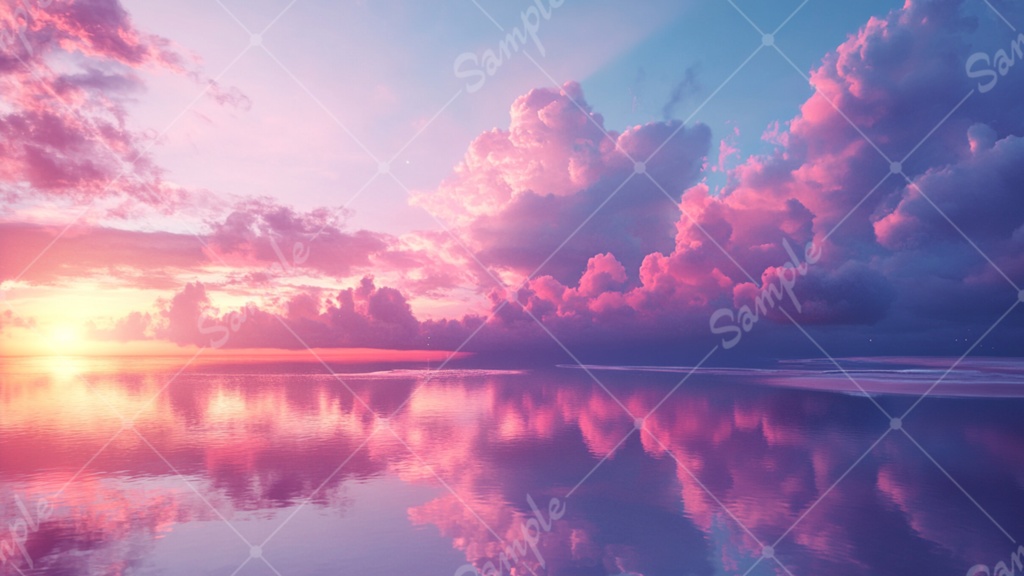 幻想的な空と雲のイラスト背景素材 5枚セット