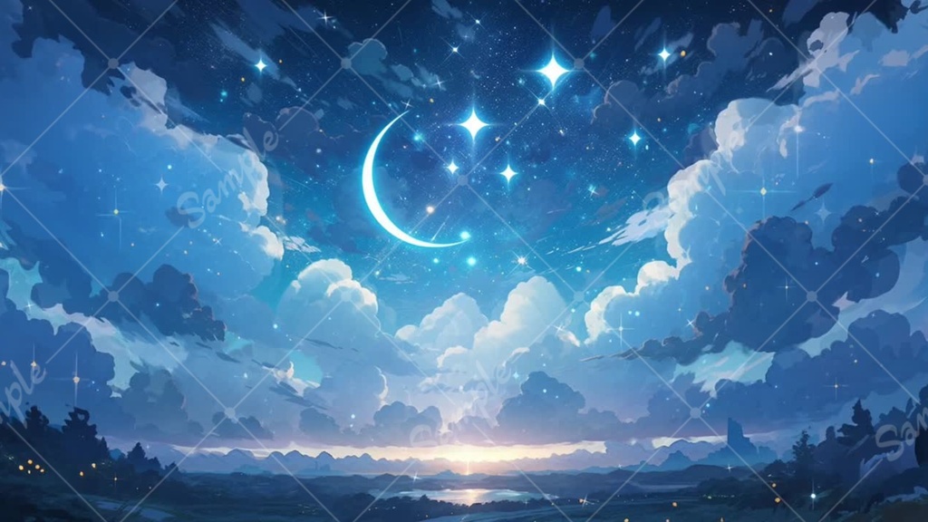 【動く背景素材11】アニメ風 神秘的な夜空