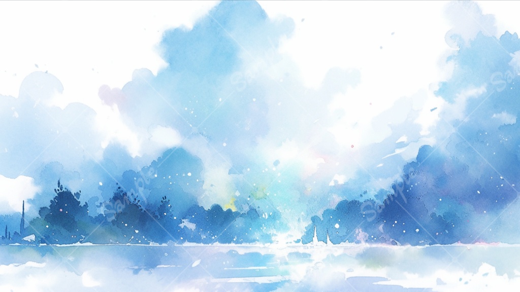 水彩画風の空 イラスト背景素材 5枚セット