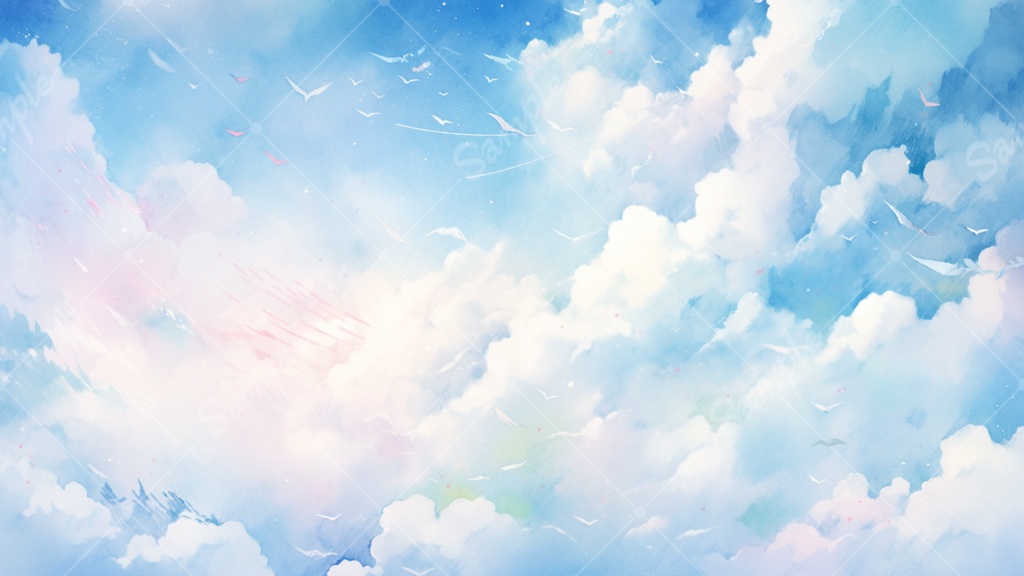 水彩画風の空 イラスト背景素材 5枚セット