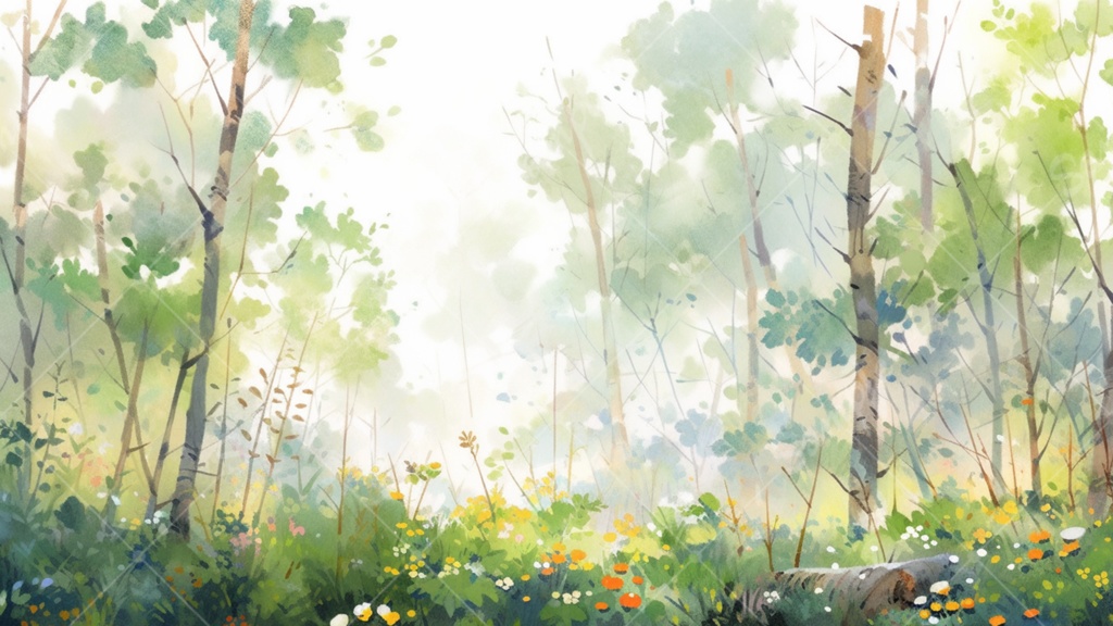 水彩画風の森 イラスト背景素材 5枚セット