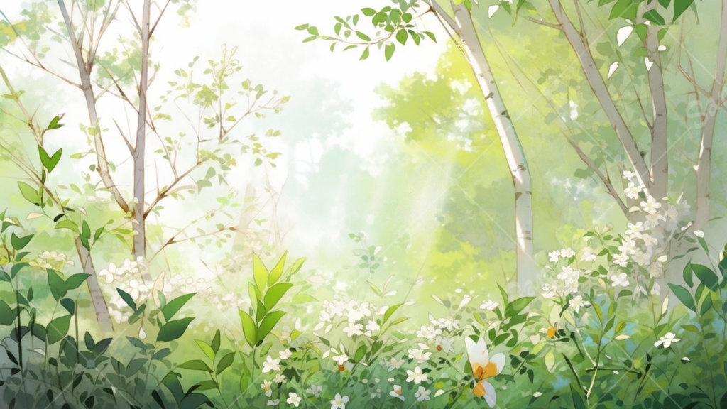 水彩画風の森 イラスト背景素材 5枚セット