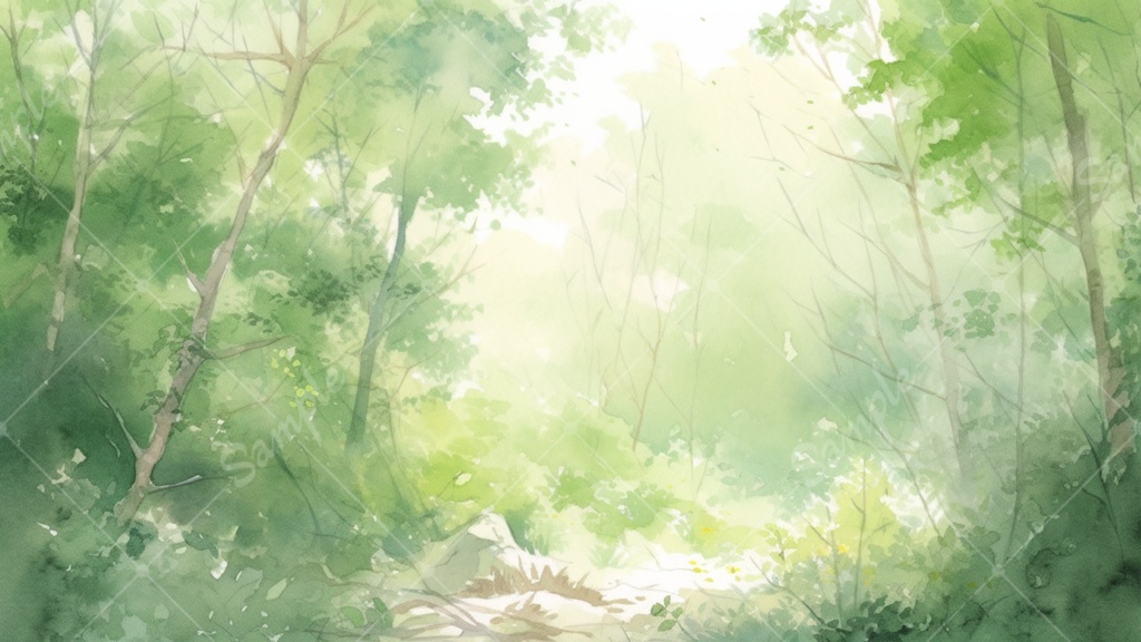 水彩画風の森 イラスト背景素材 5枚セット