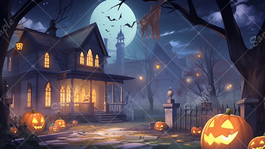 怪しげなハロウィンのイラスト背景素材 5枚セット