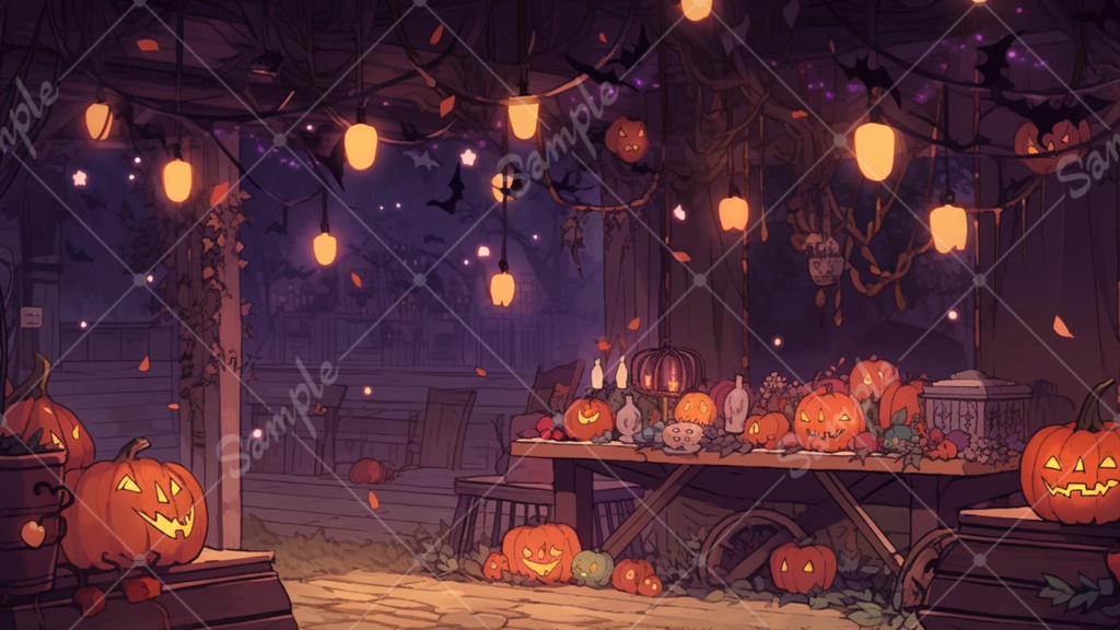 怪しげなハロウィンのイラスト背景素材 5枚セット