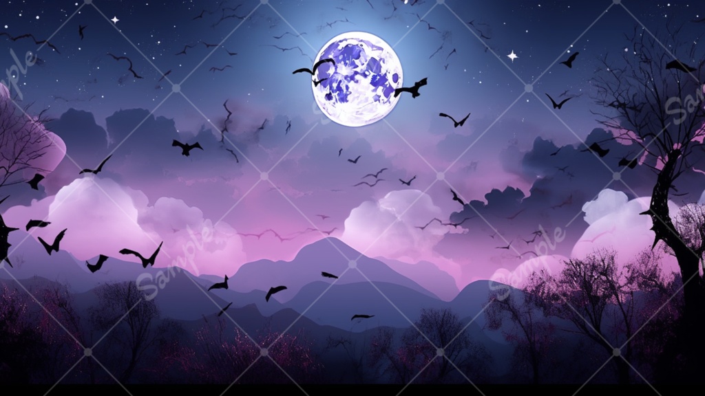 怪しげなハロウィンのイラスト背景素材 5枚セット