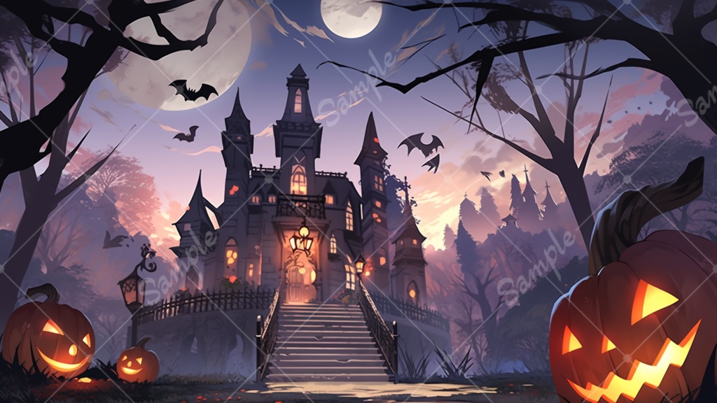 怪しげなハロウィンのイラスト背景素材 5枚セット