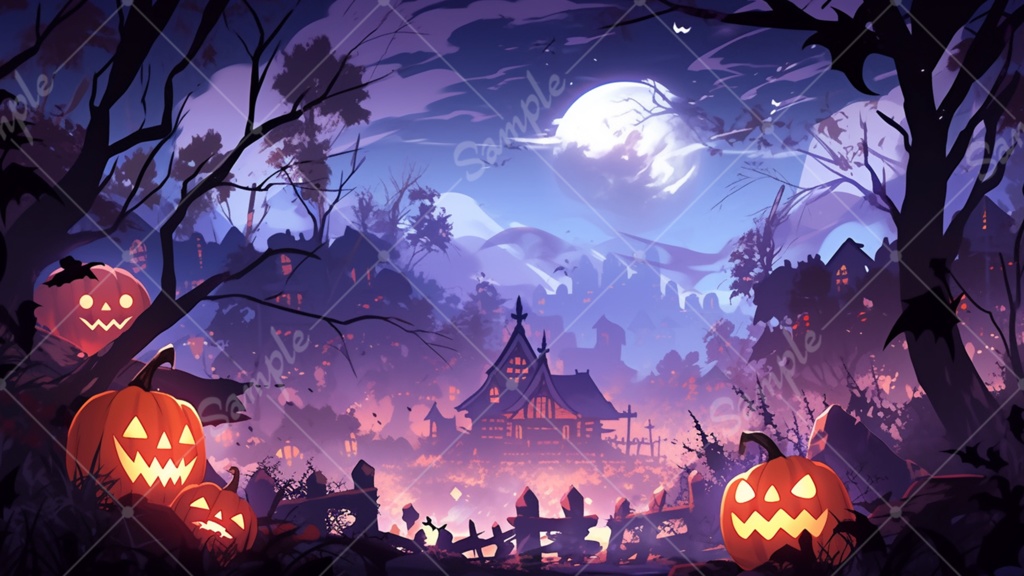 怪しげなハロウィンのイラスト背景素材 5枚セット