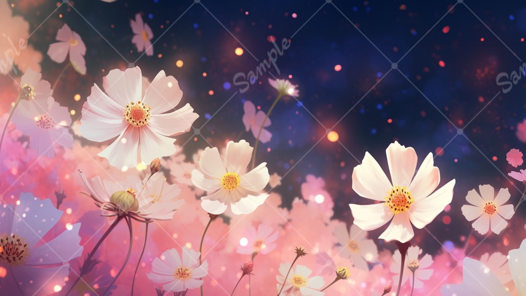 コスモスのイラスト背景素材 5枚セット