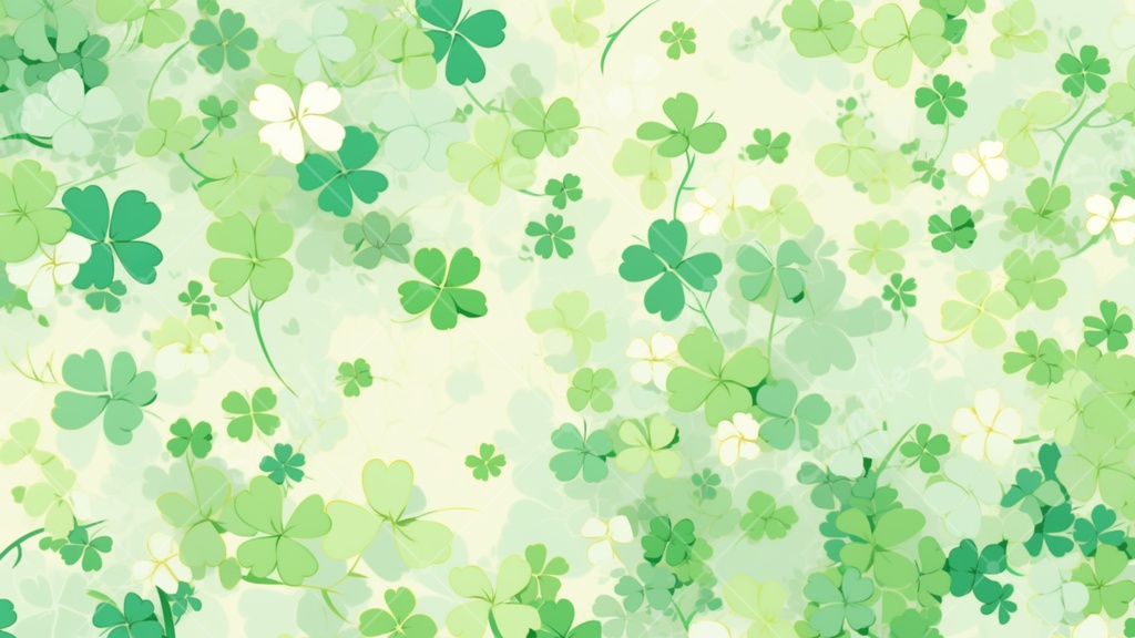 四葉のクローバーのイラスト背景素材 5枚セット