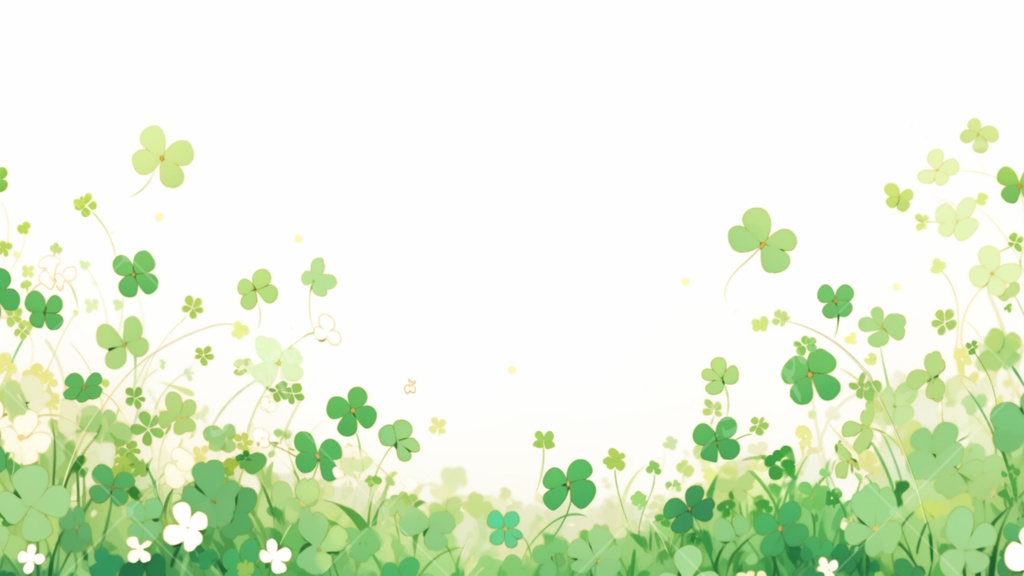 四葉のクローバーのイラスト背景素材 5枚セット