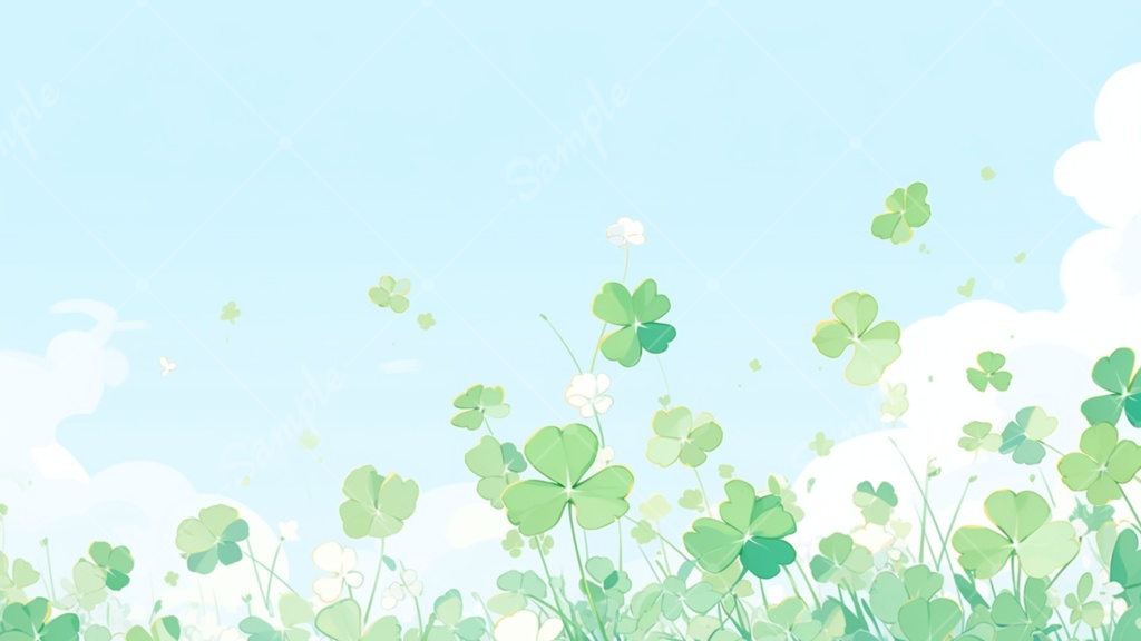 四葉のクローバーのイラスト背景素材 5枚セット