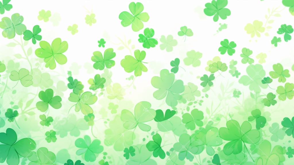 四葉のクローバーのイラスト背景素材 5枚セット