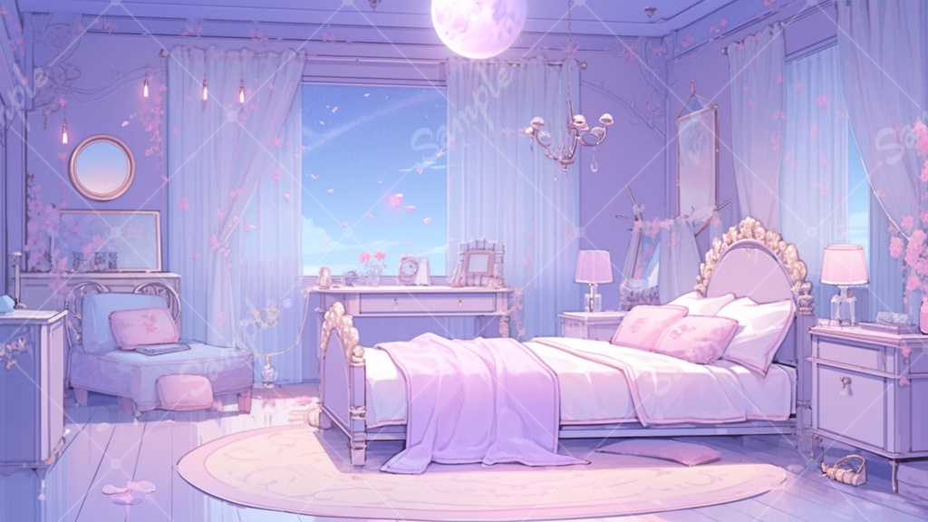 おとぎ話みたいな女の子の部屋 イラスト背景素材 5枚セット