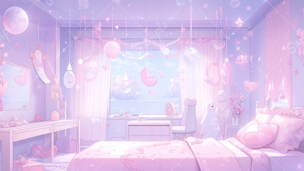 おとぎ話みたいな女の子の部屋 イラスト背景素材 5枚セット