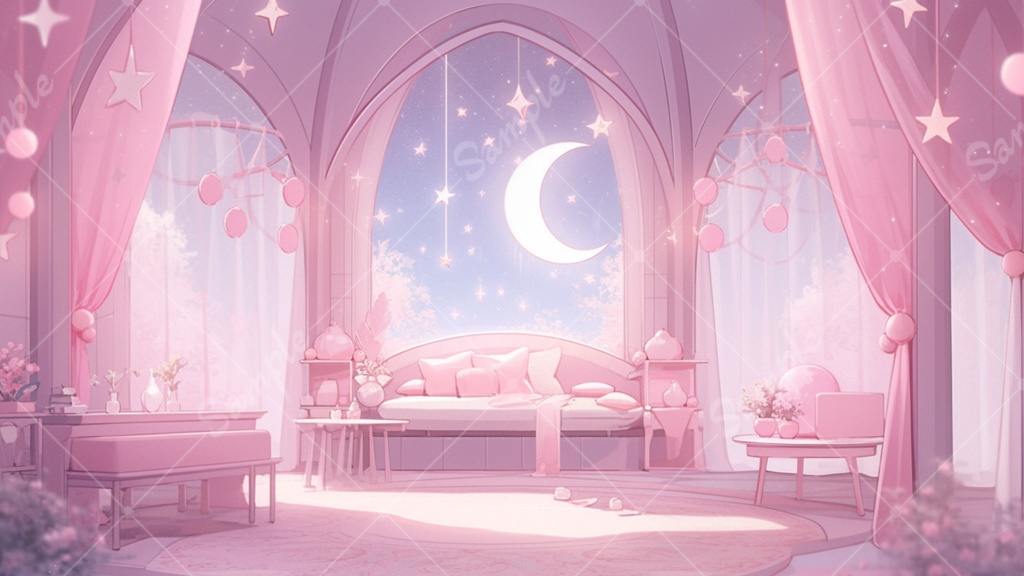 おとぎ話みたいな女の子の部屋 イラスト背景素材 5枚セット