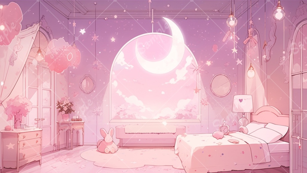 おとぎ話みたいな女の子の部屋 イラスト背景素材 5枚セット