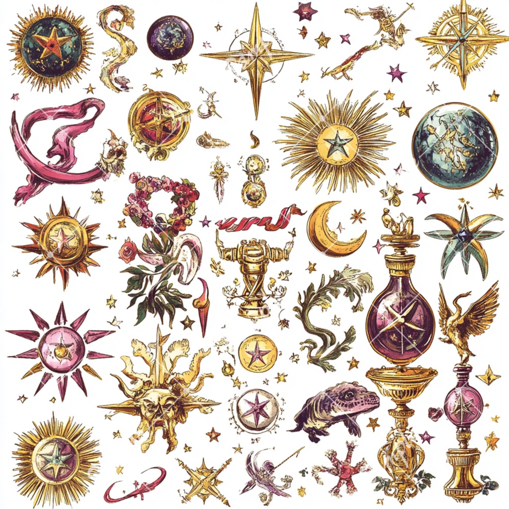 魔法や占星術をイメージした素材セット
