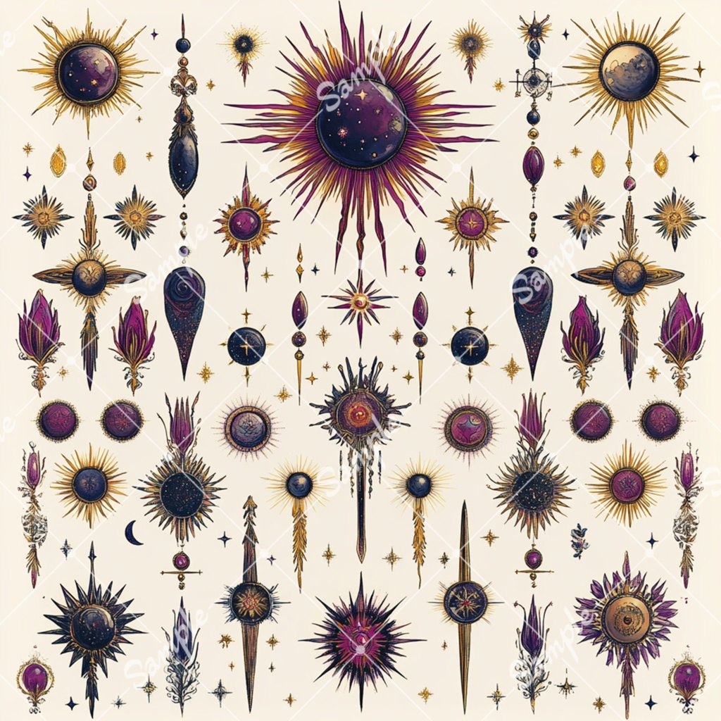 魔法や占星術をイメージした素材セット