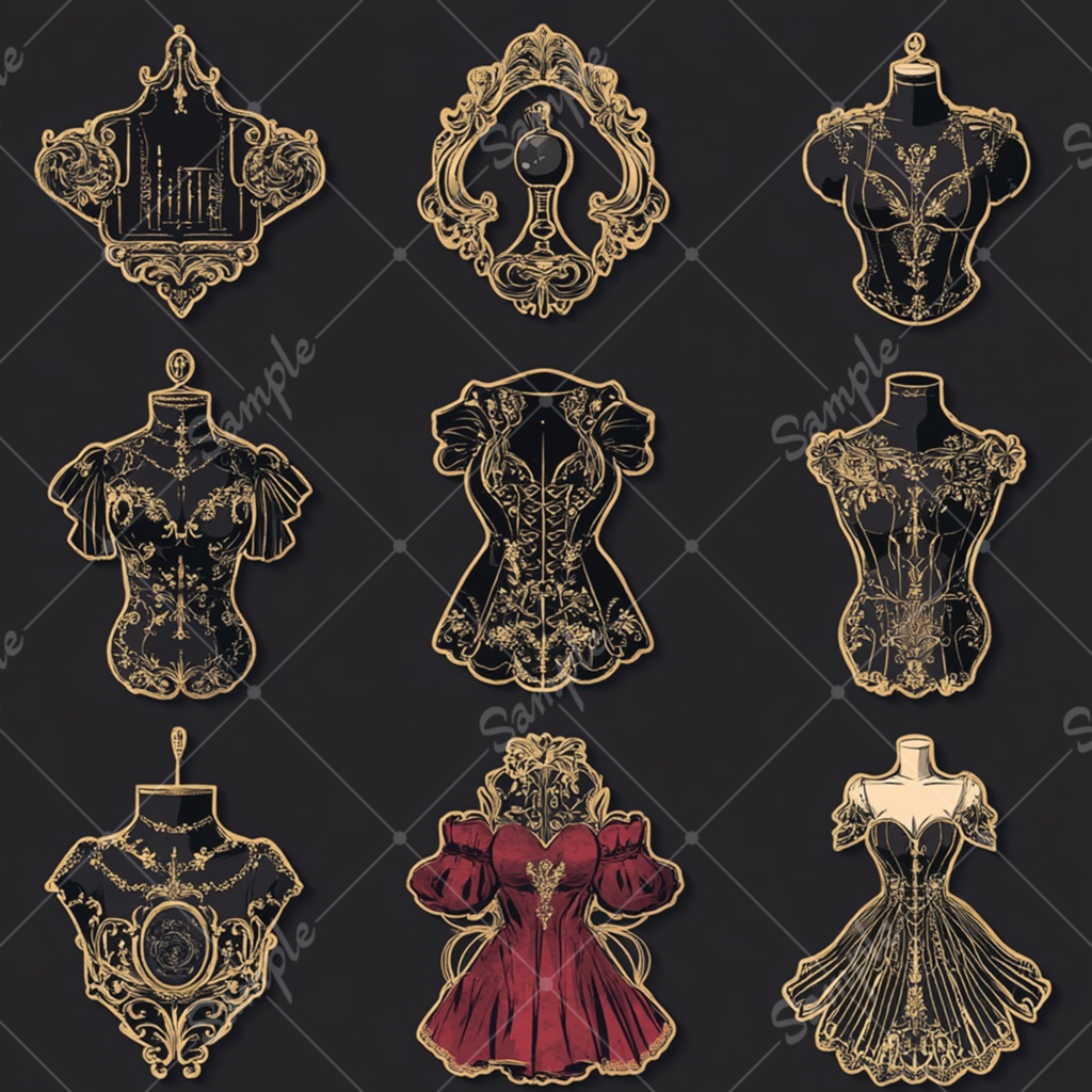 ビンテージなトルソーをイメージした素材セット