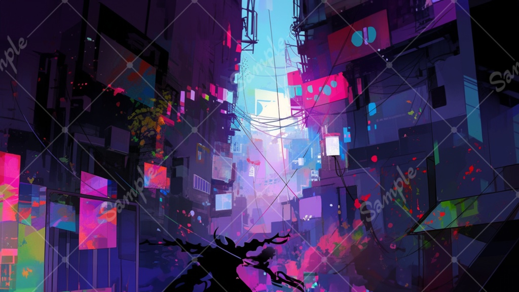 カラフルでダークなイラスト背景素材 8枚セット