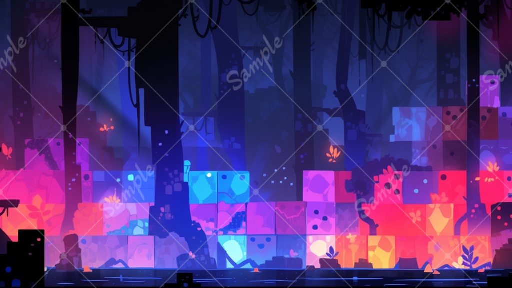 カラフルでダークなイラスト背景素材 8枚セット