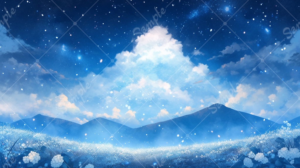 絵本風 おとぎ話みたいな夜空のイラスト背景素材 7枚セット