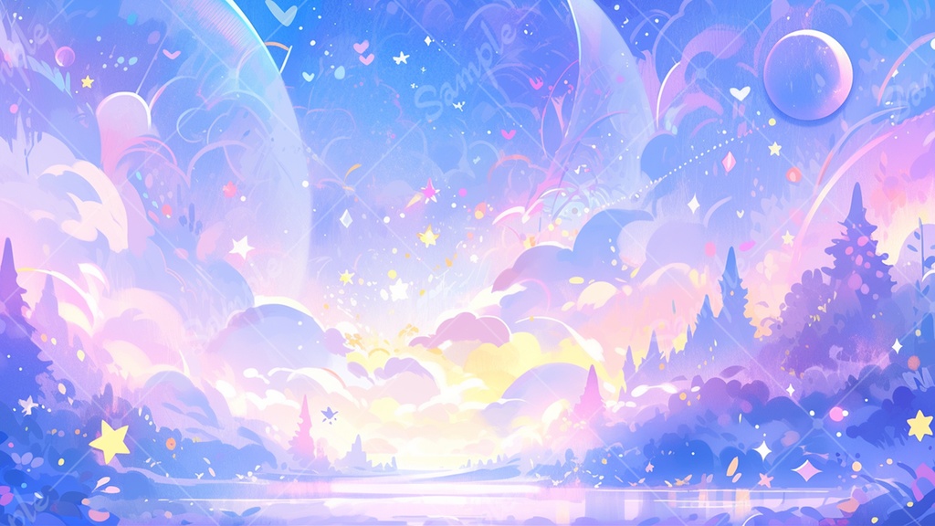 kawaii 空のイラスト背景素材 8枚セット