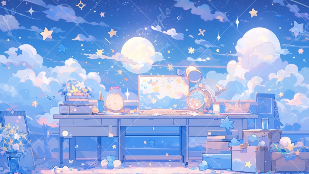 kawaii 空のイラスト背景素材 8枚セット