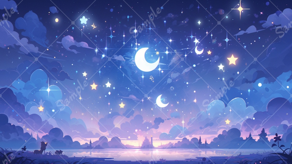 kawaii 空のイラスト背景素材 8枚セット