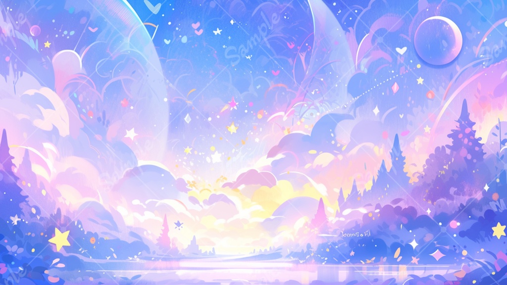 kawaii 空のイラスト背景素材 8枚セット