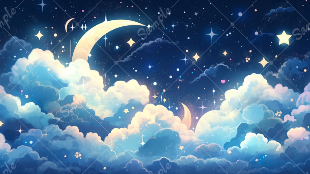 kawaii 空のイラスト背景素材 8枚セット