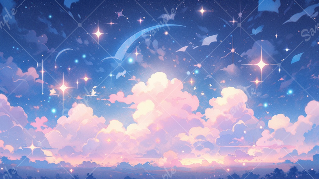 kawaii 空のイラスト背景素材 8枚セット