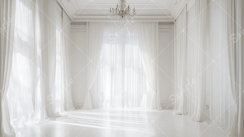 白い部屋とシャンデリアの背景素材 8枚セット