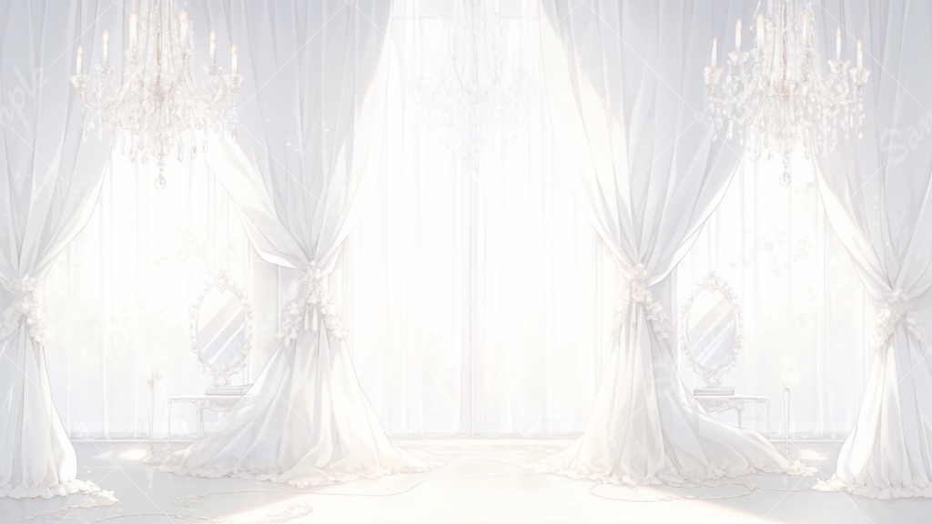 白い部屋とシャンデリアの背景素材 8枚セット