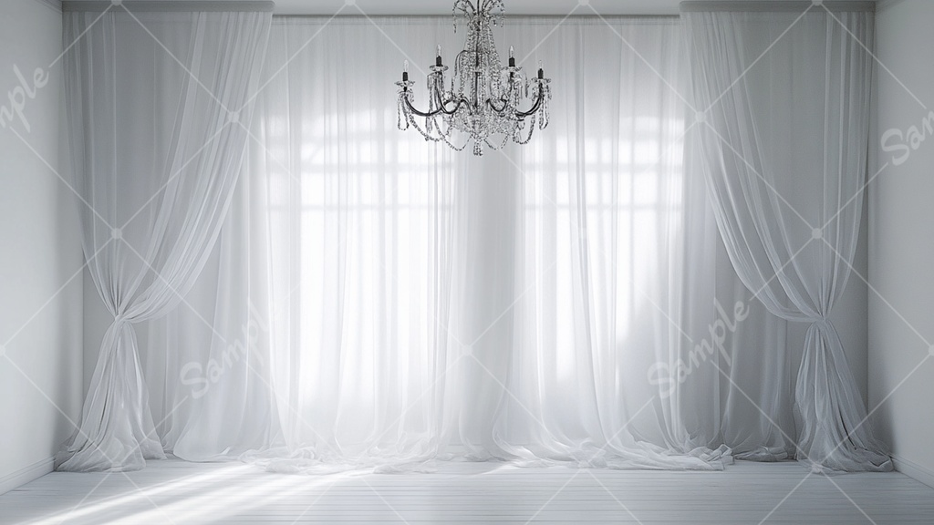 白い部屋とシャンデリアの背景素材 8枚セット