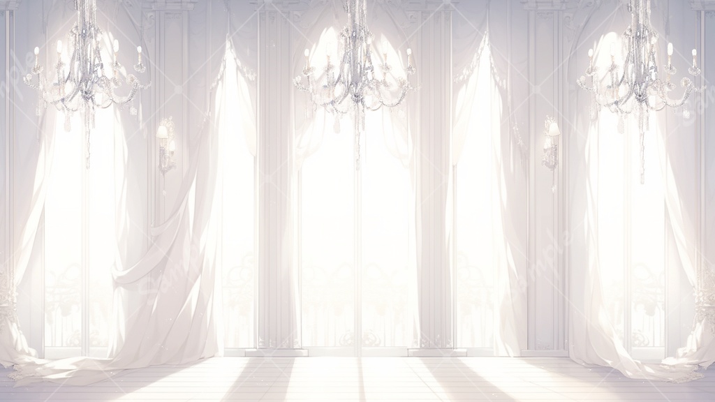 白い部屋とシャンデリアの背景素材 8枚セット