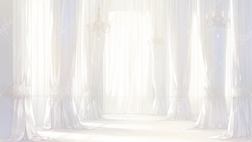 白い部屋とシャンデリアの背景素材 8枚セット