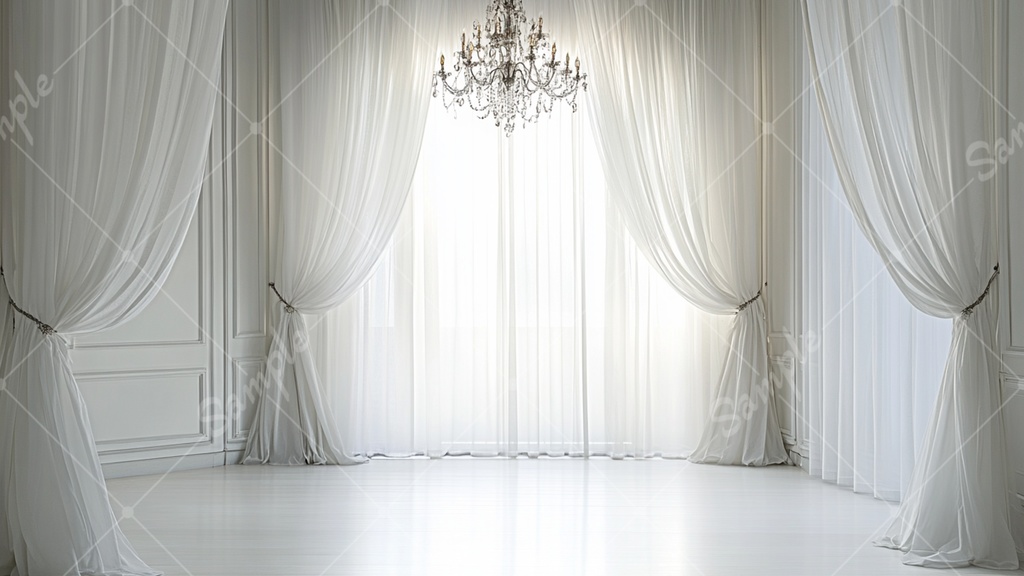 白い部屋とシャンデリアの背景素材 8枚セット