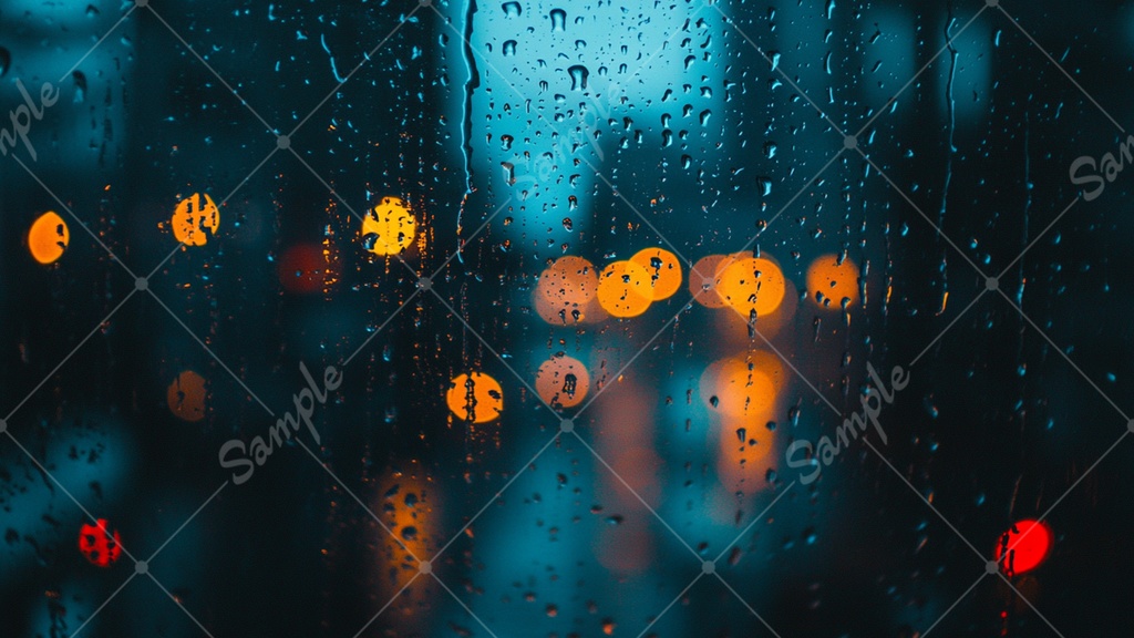 窓にかかる雨と玉ボケの背景素材 8枚セット