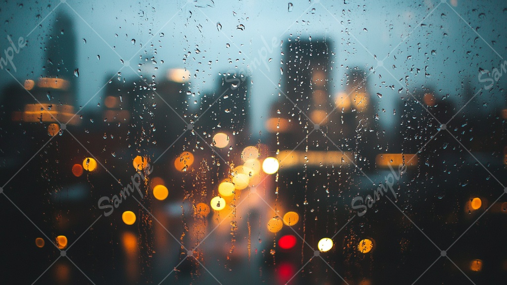 窓にかかる雨と玉ボケの背景素材 8枚セット