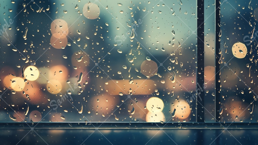 窓にかかる雨と玉ボケの背景素材 8枚セット