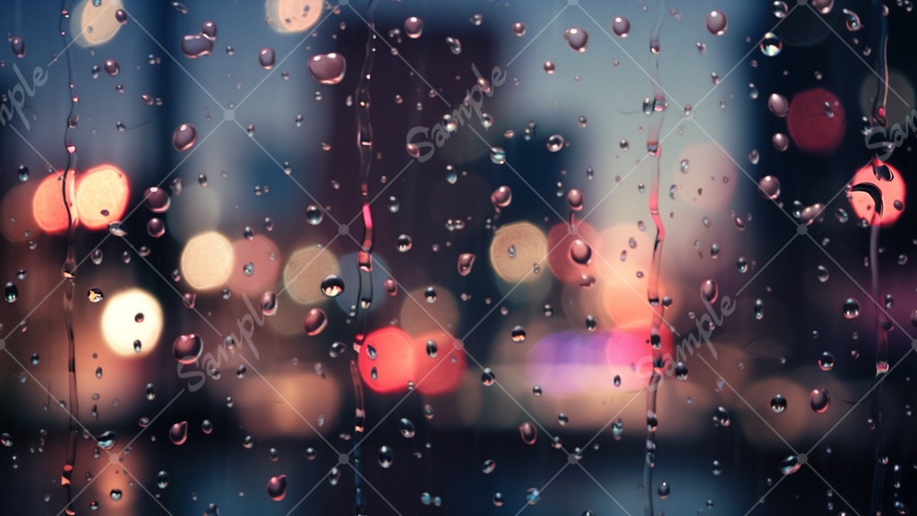 窓にかかる雨と玉ボケの背景素材 8枚セット
