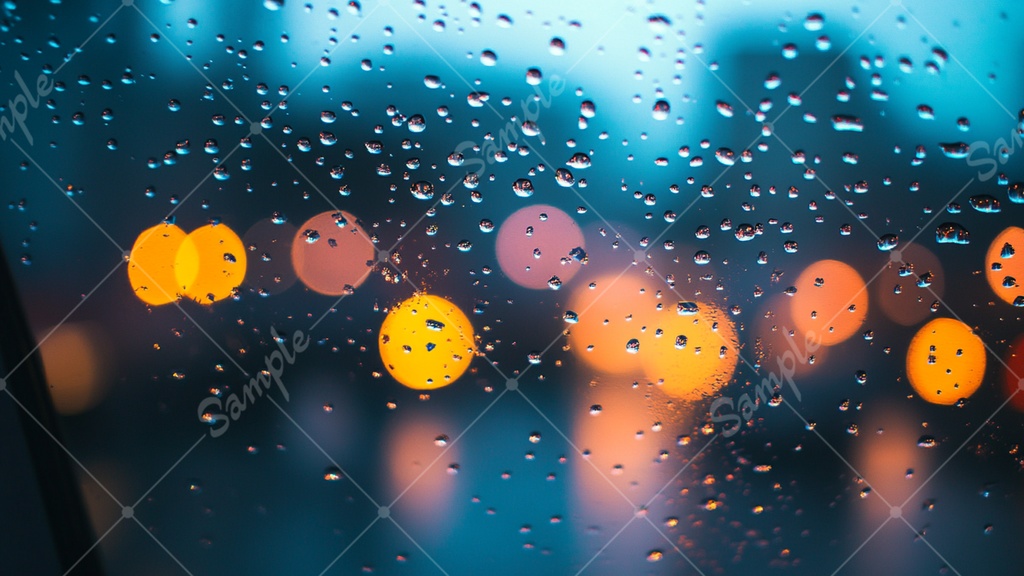 窓にかかる雨と玉ボケの背景素材 8枚セット