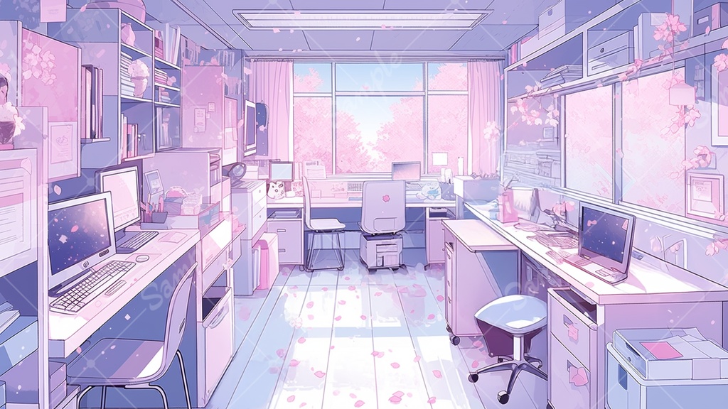 【配信用背景】ピンク色のゲーム部屋 5枚セット V素材2